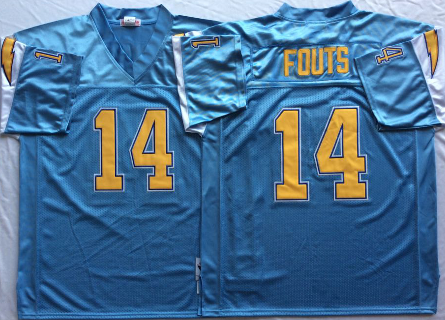 Men NFL Los Angeles Chargers #14 Fouts light blue Mitchell Ness jerseys->los angeles chargers->NFL Jersey